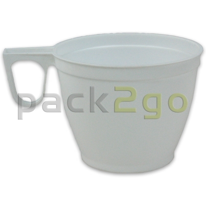 Einweg-Kaffeetasse, Plastikbecher mit Griff (Kunststoff) weiß - 180ml