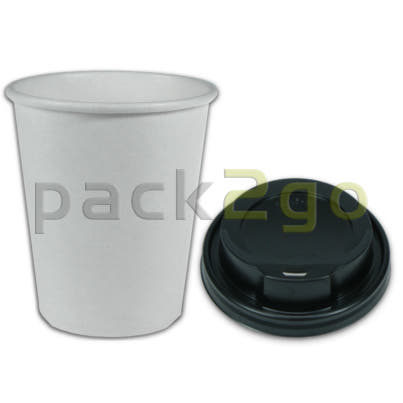 VOORDEELSET - Coffee-to-go-koffiebekers wit - 8oz, 200 ml, kartonnen bekers met zwarte deksel