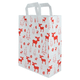 Papiertragetaschen "Roter Elch" 22+10x28cm - weißes Kraftpapier mit Weihnachtsmotiv