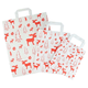 Papiertragetaschen "Roter Elch" 18+8x22cm - weißes Kraftpapier mit Weihnachtsmotiv