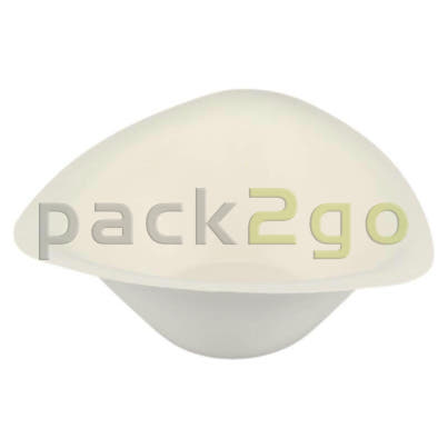 dreieckige Suppenschale aus Bagasse, weiß