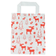 Papiertragetaschen "Roter Elch" 18+8x22cm - weißes Kraftpapier mit Weihnachtsmotiv