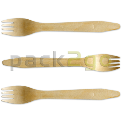 Holzgabel, Premium - 16cm, umweltfreundliche Menügabel, Holzbesteck für modernes To Go / Take Away