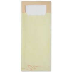 Serviettentaschen für Besteck mit Zellstoffserviette, Bestecktaschen - "Champagner / creme"