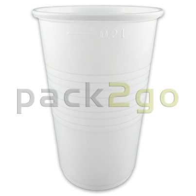 Plastikbecher, weiß, PP - Kunststoff-Trinkbecher (Kaltgetränkebecher) - 0,2l