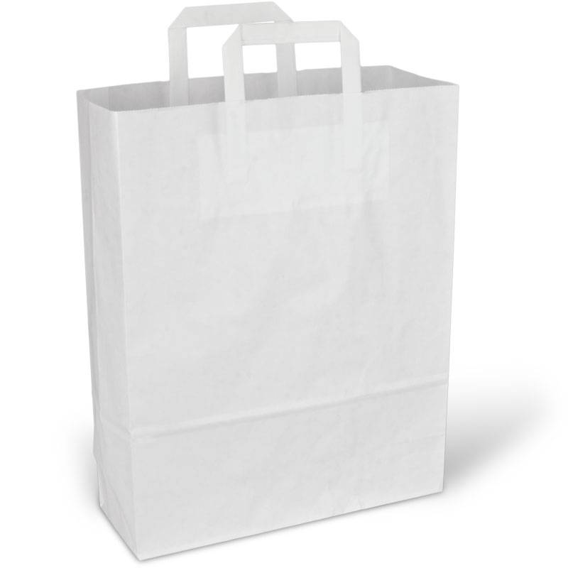 Papiertragetaschen aus 80g Kraftpapier - 32+12x40cm, weiß