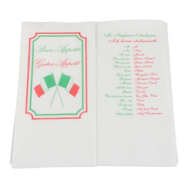 Servietten Ich lerne Italienisch aufgefaltet