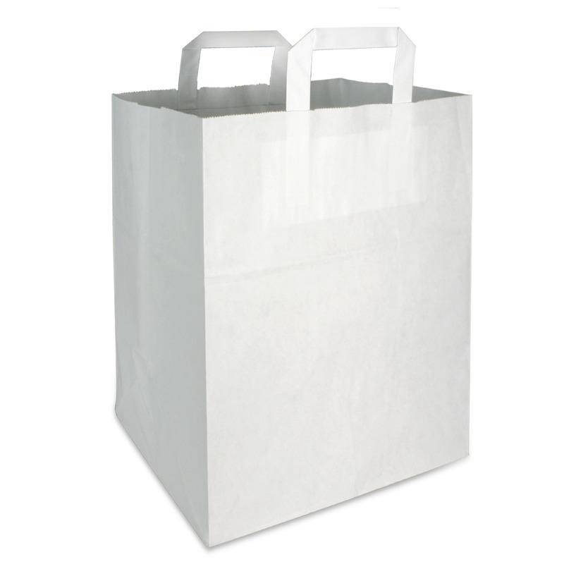 Papiertragetaschen 22+11x28cm - Kraft weiß, umweltfreundlich