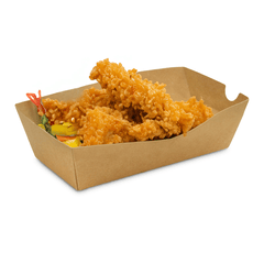 Braune Snackschale 138x68mm, Bild mit Nuggets