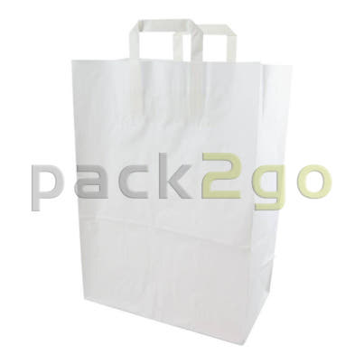 Weiße Papiertragetasche 23+17x44cm - seitlich