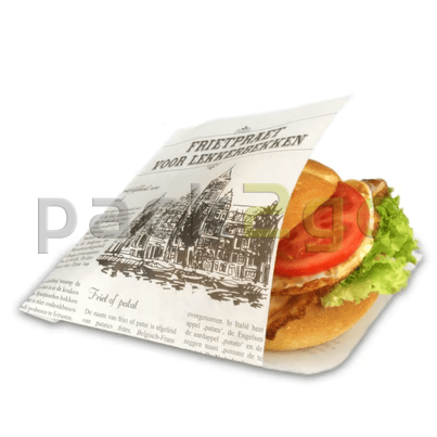 Snacktasche weiß, 2-seitig offen, Perga-Ersatz - Zeitungsmotiv 