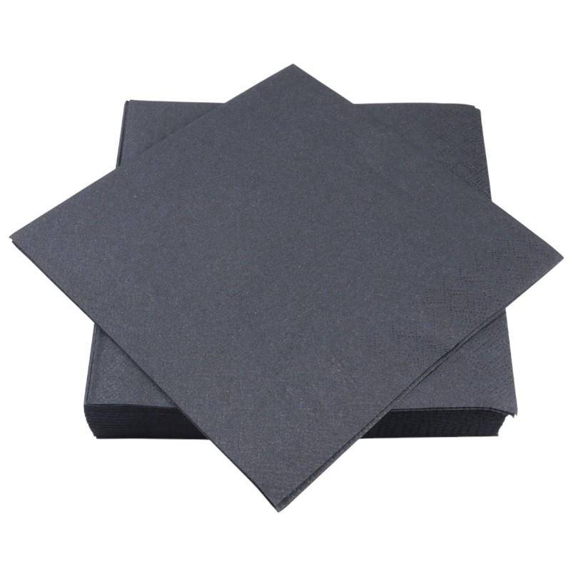 Tissue Servietten 33x33cm schwarz - Stapel versetzt