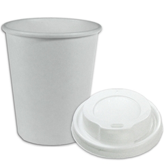 VOORDEELSET - Coffee-to-go-koffiebekers wit - 12oz, 300 ml, kartonnen bekers met een witte deksel
