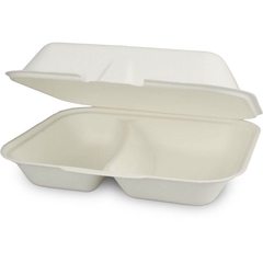 Kompostierbare Menüboxen HP4/2 "Eco-Friendly" aus Bagasse - 2-geteilt