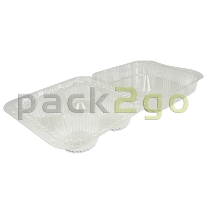 Klappbox für 4 Cupcakes / Muffins, PET, 200x190x75mm - glasklar