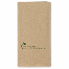 Recycling Tissue-Servietten, 33x33 1/8 Falz, 2-lagig Kopffalz - braun - Zellstoffservietten