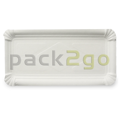 Pappteller eckig - 11x24cm TOPKRAFT, papierbeschichtet, Frischfaser