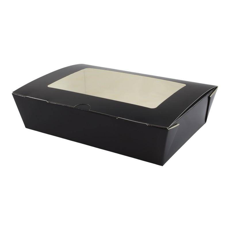 Schwarze Sushi Boxen mit Sichtfenster 19x13x5cm geschlossen1