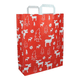 Papiertragetaschen "Weißer Elch" 32+12x40cm - weißes Kraftpapier mit Weihnachtsmotiv