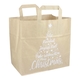 Papiertragetaschen "Xmas weiß" 26+17x25cm - braunes Kraftpapier mit Weihnachtsmotiv