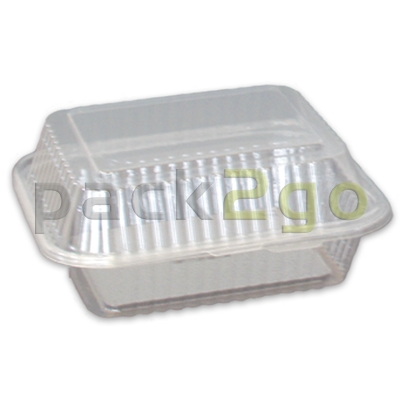 Salatschalen PET, rechteckig mit Dome-Deckel - 1000/1250ml