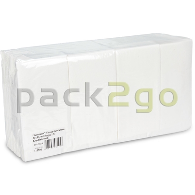 Tissue-servetten GOURMET, 33x33 1/8 vouw, 2-laags, kopvouw, celstofservetten - wit