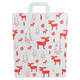 Papiertragetaschen "Roter Elch" 32+12x40cm - weißes Kraftpapier mit Weihnachtsmotiv