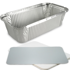 Alu-Behälter eckig inkl Deckel - 214x110mm, 940ml, Alubehälter für Menüs