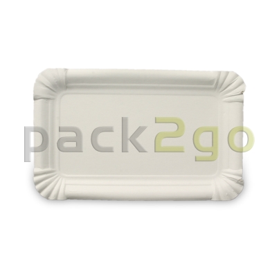 Pappteller eckig - 10x16cm TOPKRAFT, papierbeschichtet, Frischfaser