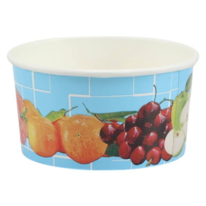 Hellblauer Eisbecher mit Früchtemotiv 160 ml