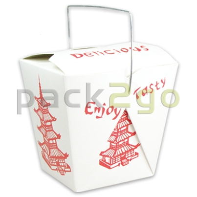 Faltbox mit Metall-Henkel (FoldPak) für Asiabox To Go - Chines. Pagoden-Motiv - 26oz/750ml