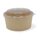 Saladekom met deksel 750ml, bruin kraftkarton + rPET deksel - Ø148mm, rond
