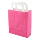 Papiertragetaschen 18+8x22cm - Kraft, pink mit weißem Griff