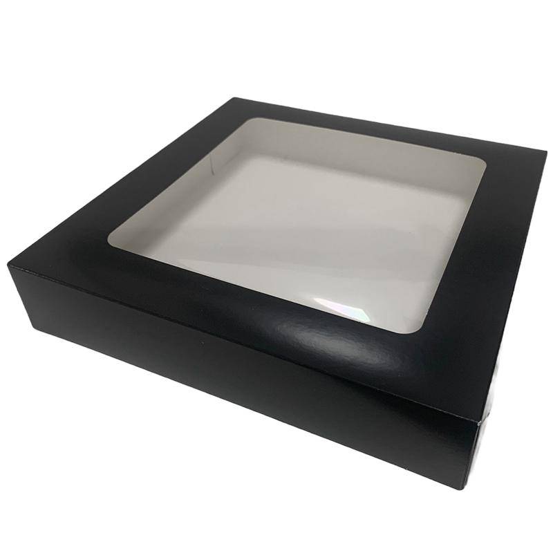Schwarze Sushi Boxen mit Sichtfenster 25x25x5cm
