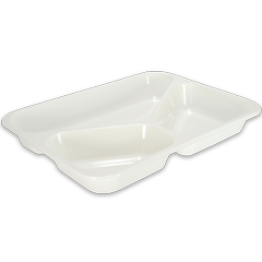 PP-Menüschale, flach 225x175x30mm weiß, 3-geteilt, für Mikrowellen