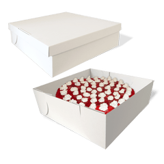 Taartdoos, tweedelig, 32x32x12cm wit, verpakking voor taarten, cakes