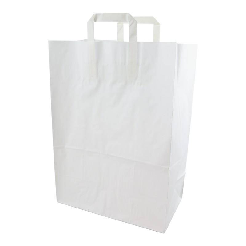 Weiße Papiertragetasche 23+17x44cm - seitlich