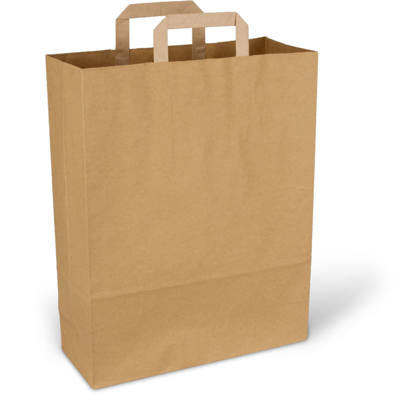 Papiertragetaschen aus 80g Kraftpapier - 32+12x40cm, braun