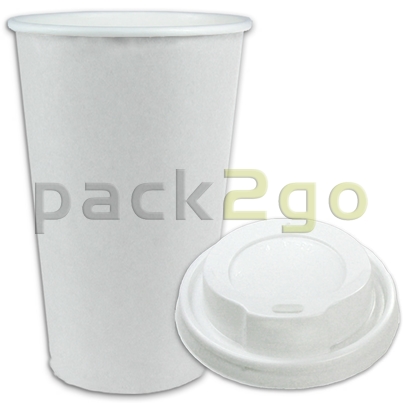 SPARSET - Coffee To Go Kaffeebecher weiß - 16oz, 400ml, Pappbecher mit weißem Deckel
