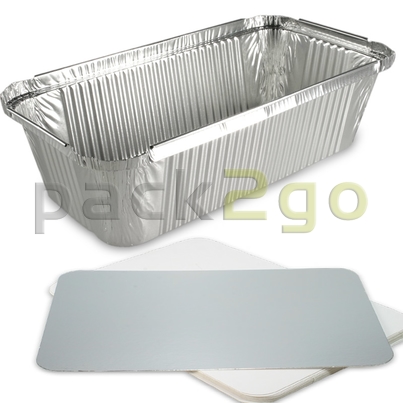 Alu-Behälter eckig inkl Deckel - 214x110mm, 940ml, Alubehälter für Menüs