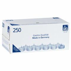 Teelichter, Gastro (GIES), 8h Stunden Brenndauer Ø38mm, weiß