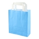 Papiertragetaschen 18+8x22cm - Kraft, hellblau mit weißem Griff