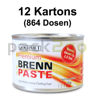 12 Kartons - Profi- Brennpaste GOURMET 200g-Dose, Sicherheitsbrennpaste für Chafing Dish 2,5h