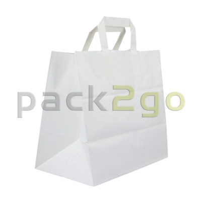 Weiße Papiertragetasche 26+17x25cm Kraftpapier - geschlossen