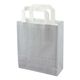 Papiertragetaschen 18+8x22cm - Kraft, grau mit weißem Griff