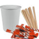 VOORDEELSET - coffee-to-go-koffiebekers wit - 8oz, 200 ml, inclusief suiker + roerstaafjes