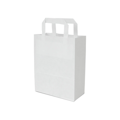 Papiertragetaschen 18+8x22cm - Kraft weiß, umweltfreundlich