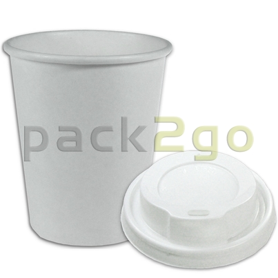 VOORDEELSET - Coffee-to-go-koffiebekers wit - 12oz, 300 ml, kartonnen bekers met een witte deksel