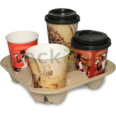 Chinet-Becherhalter, Pappe - Cup Carrier für 4 Coffee To Go-Becher
