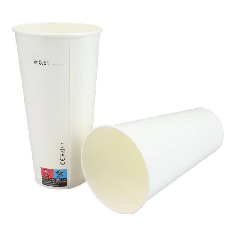 Weißer Kaltgetränkebecher 500ml aus Pappe - Gruppe